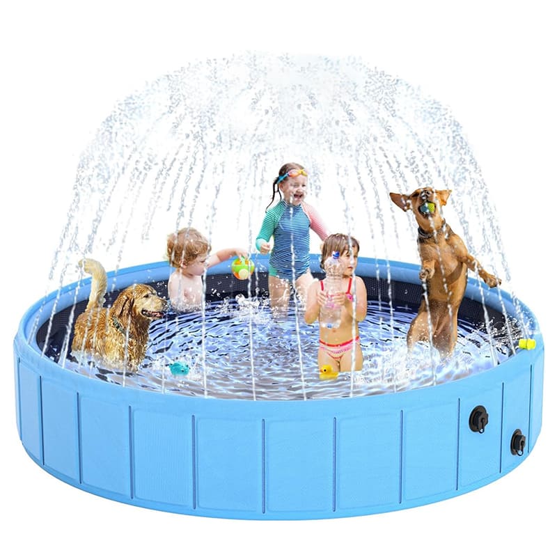 dog pool with sprinkler